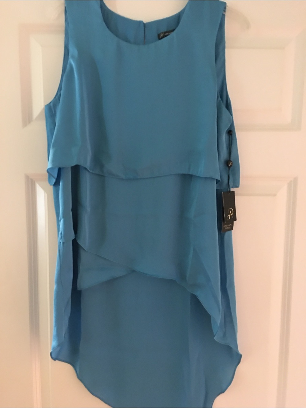 Adrianna Papell Teal Blue Scoop Neck Tunic Sz 8